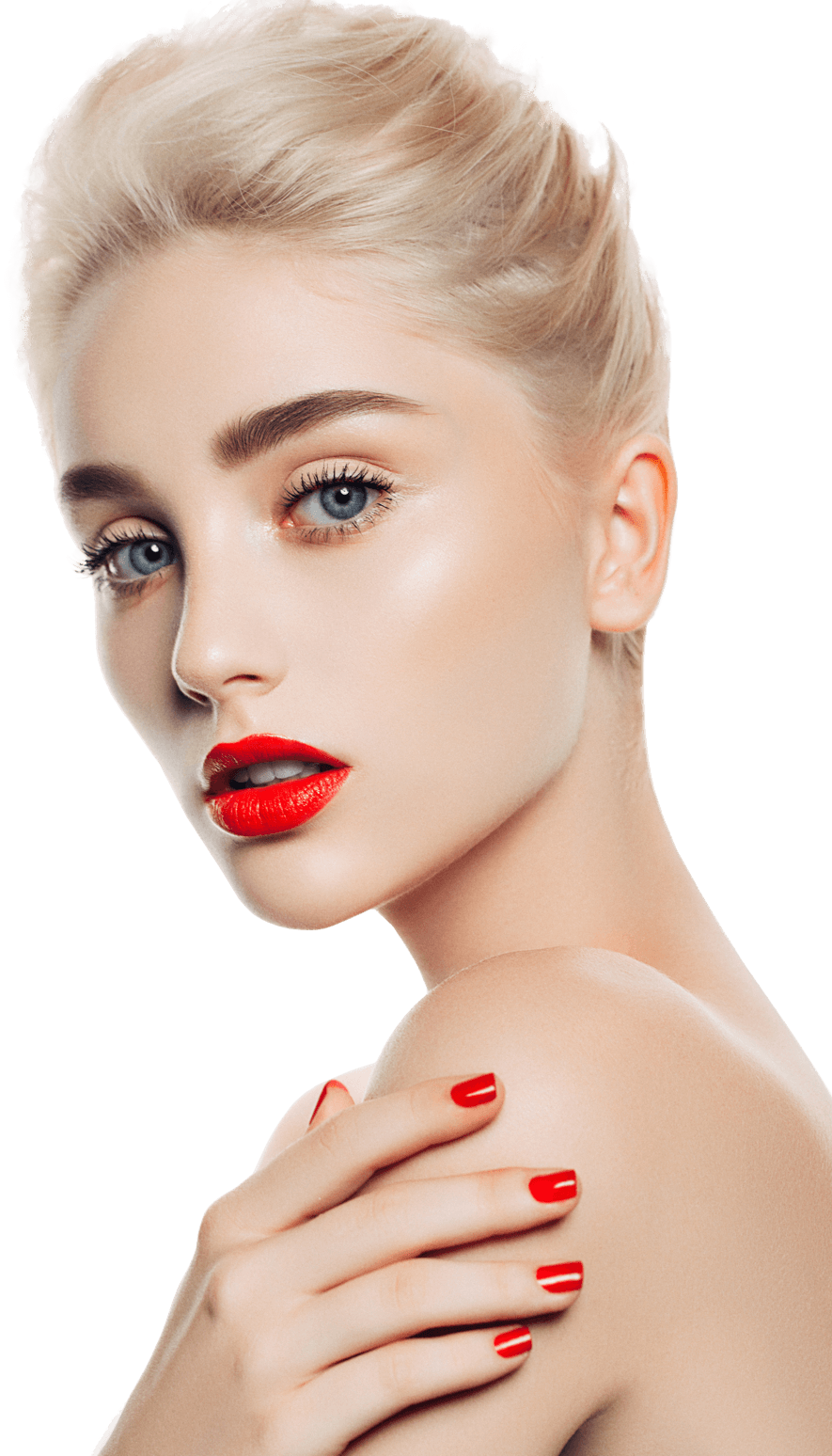 Pretty woman with defined jawline and big beautiful lips in NYC.